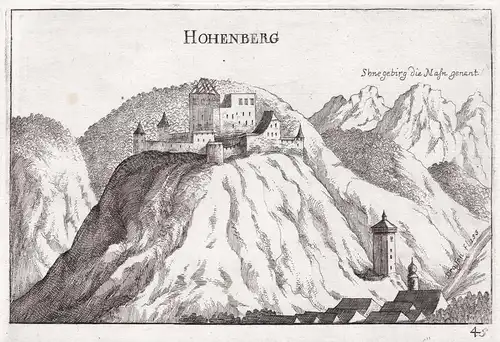 Hohenberg - Burg Ruine Hohenberg Lilienfeld Ansicht Kupferstich antique print