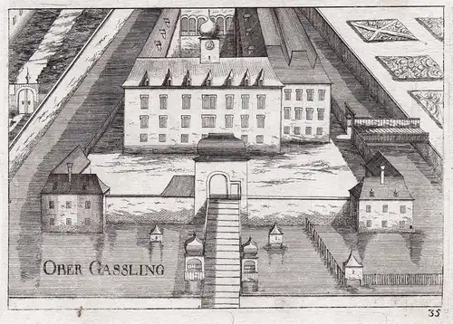 Ober Gassling - Ebergassing Bruck an der Leitha Kupferstich antique print