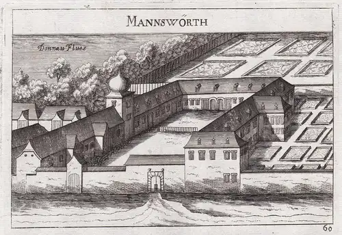 Mannswörth - Mannswörth Schwechat Bruck an der Leitha Kupferstich antique print