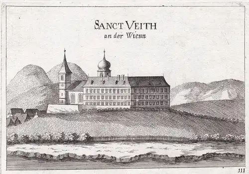 Sanct Veith an der Wienn - Ober Sankt Veit Wien Hietzing Kupferstich antique print