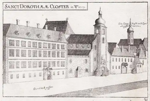 Sanct Dorothaeae Closter in Wienn - Dorotheerkirche Wien Kloster Kupferstich antique print