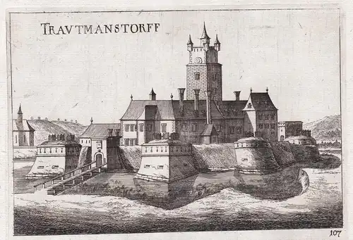 Trautmanstorff - Schloss Batthyany Trautmannsdorf Kupferstich antique print