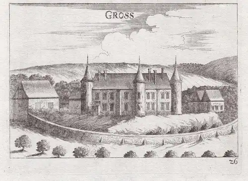 Gross - Schloss Groß Hollabrunn Kupferstich antique print