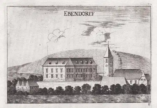 Ebendorff - Ebendorf Mistelbach Niederösterreich Kupferstich antique print