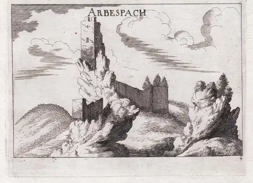 Arbespach - Burg Arbesbach Zwettl Kupferstich antique print
