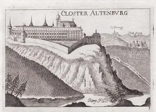 Closter Altenburg - Stift Altenburg Horn Ansicht Kupferstich antique print