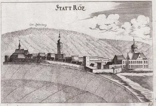 Statt Röz - Retz Stadt Ansicht Hollabrunn Kupferstich antique print