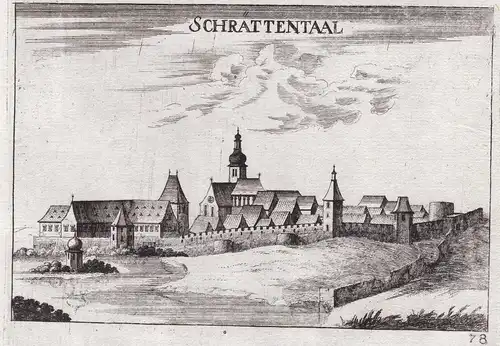 Schrättentaal - Schrattenthal Hollabrunn Ansicht Kupferstich antique print