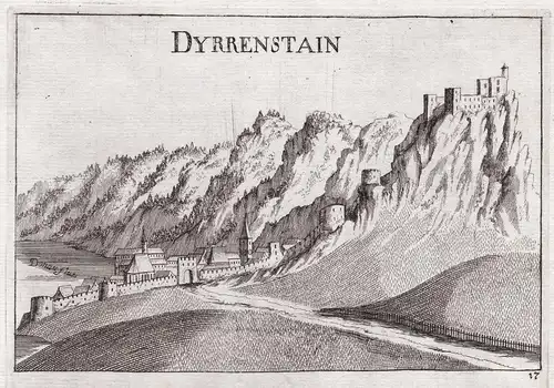 Dyrrenstain - Dürnstein Stift Burg Stadt Ansicht Kupferstich antique print
