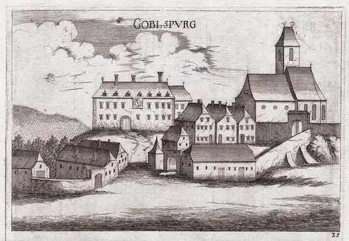Goblspurg - Gobelsburg Ansicht Langenlois Kupferstich antique print