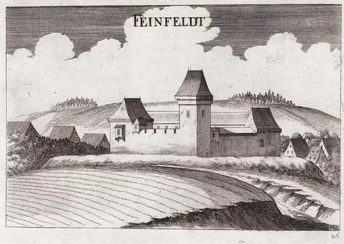 Feinfeldt - Feinfeld Röhrenbach Horn Kupferstich antique print
