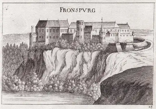 Fronspurg - Schloss Fronsburg Weitersfeld Ansicht Kupferstich antique print