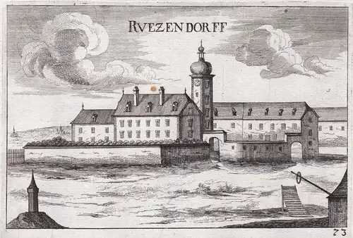 Ruezendorff - Rutzendorf Groß-Enzersdorf Kupferstich antique print