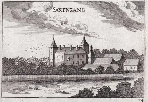 Saxengang - Schloss Sachsengang Groß-Enzersdorf Kupferstich antique print