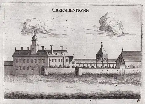 Obersibenprunn - Schloss Obersiebenbrunn Niederösterreich Kupferstich antique print
