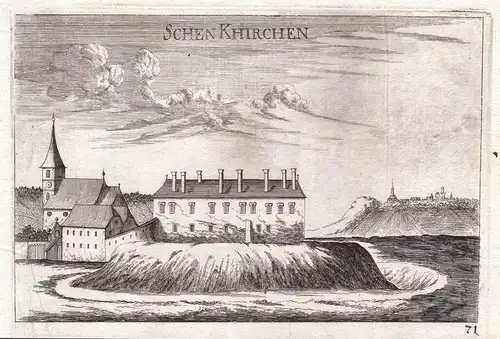 Schen Khirchen - Schönkirchen-Reyersdorf Gänserndorf Kupferstich antique print