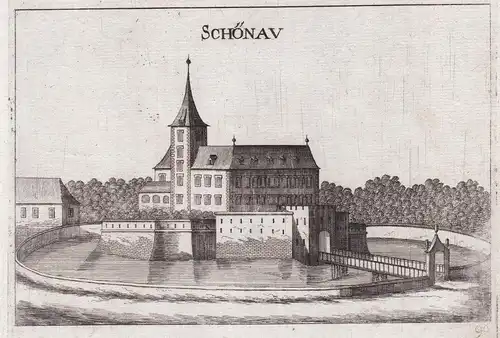Schönau - Schloss Schönau an der Triesting Kupferstich antique print