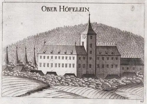 Ober Höfelein - Schloss Oberhöflein Weitersfeld Horn Kupferstich antique print