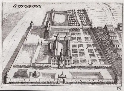 Siessenbrunn - Schloss Süßenbrunn Wien Donaustadt Kupferstich antique print