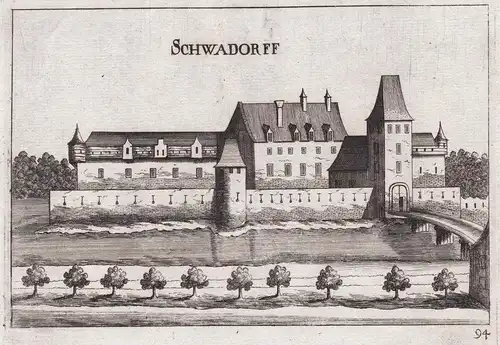 Schwadorff - Schloss Schwadorf Niederösterreich Kupferstich antique print