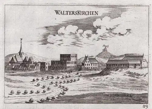 Walterskirchen - Walterskirchen Ansicht Mistelbach Kupferstich antique print