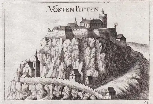 Vösten Pitten - Pitten Neunkirchen Niederösterreich Kupferstich antique print