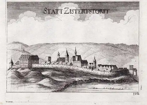 Statt Zistertstorff - Zistersdorf Schloss Stadt Ansicht Kupferstich antique print