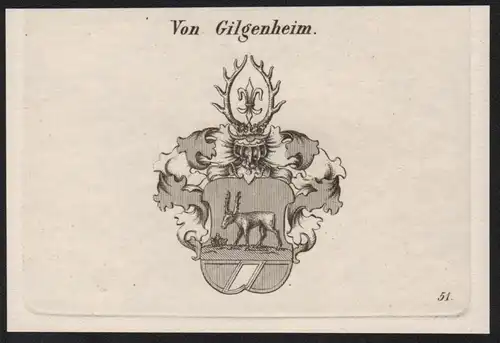 Von Gilgenheim Wappen coat of arms Heraldik Kupferstich antique print