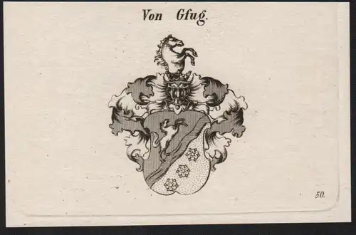 Von Gfug Wappen coat of arms Heraldik Kupferstich antique print