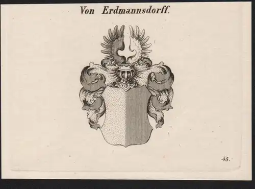 Von Erdmannsdorff Wappen coat of arms Heraldik Kupferstich antique print