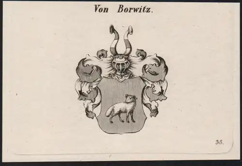 Von Borwitz Wappen coat of arms Heraldik Kupferstich antique print