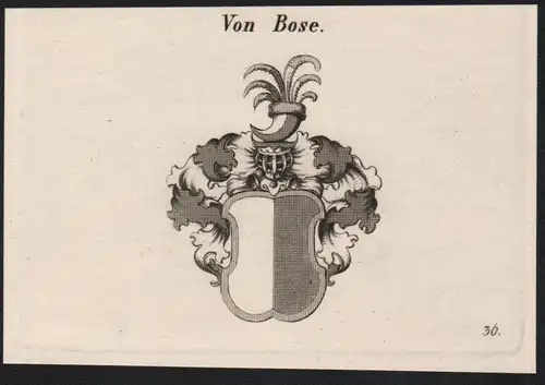 Von Bose Wappen coat of arms Heraldik Kupferstich antique print