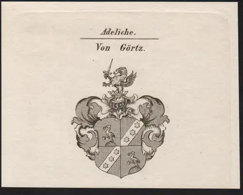 Adeliche von Görtz Wappen coat of arms Heraldik Kupferstich antique print