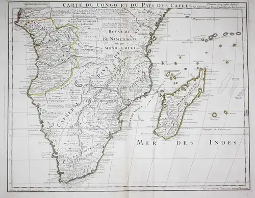 Carte du Congo et du Pays des Cafres - South Africa Southern Congo Madagascar island Karte map