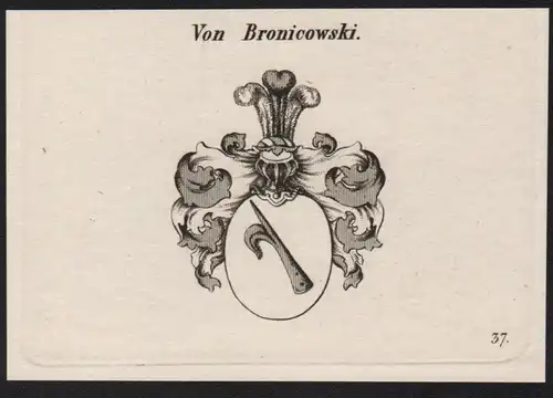 Von Bronicowski Wappen coat of arms Heraldik Kupferstich antique print