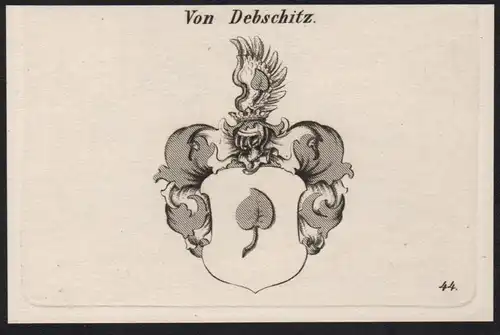 Von Debschitz Wappen coat of arms Heraldik Kupferstich antique print