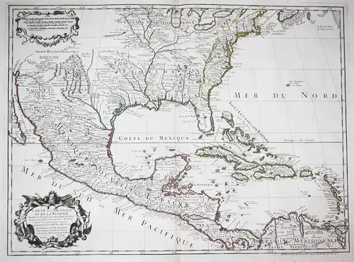 Carte du Mexique et de la Floride - Central America Caribbean Sea Mexico Florida Karte map