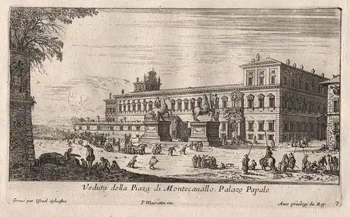 Veduta della Piaza di Montecavallo Palazo Papalo  Piazza del Quirinale Palazzo Rom Roma Rome