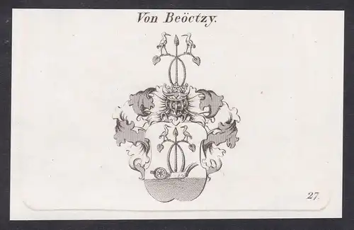 Von Beöctzy  -  Beöctzy Beöczy Wappen coat of arms Heraldik Kupferstich antique print