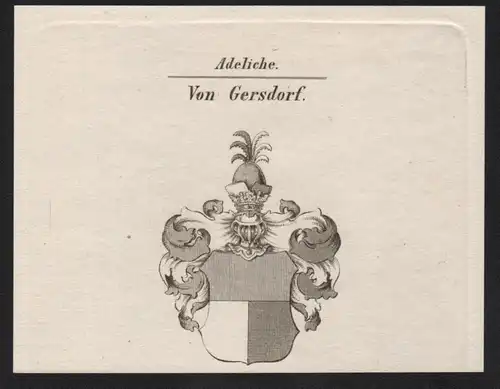 Adeliche Von Gersdorf  -   Gersdorf Wappen coat of arms Heraldik Kupferstich antique print