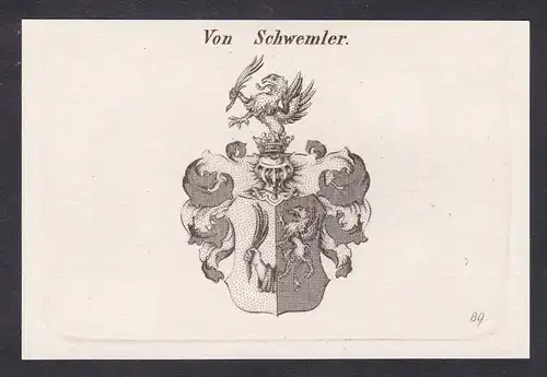 Von Schwemler  -  Schwemler Wappen coat of arms Heraldik Kupferstich antique print