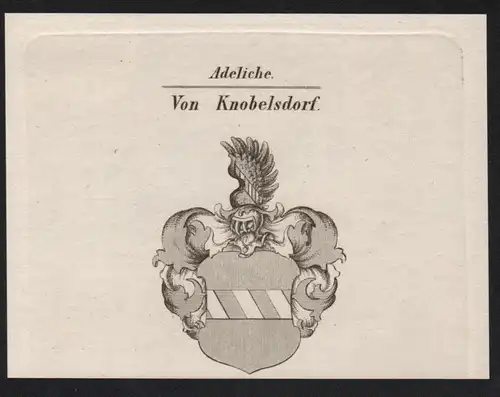 Adeliche Von Knobelsdorf  -   Knobelsdorf Wappen coat of arms Heraldik Kupferstich antique print