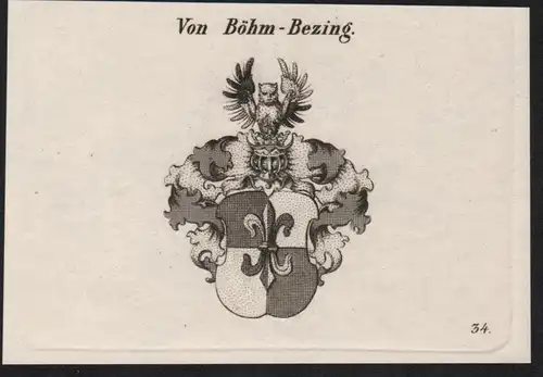 Von Böhm-Bezing Wappen coat of arms Heraldik Kupferstich antique print