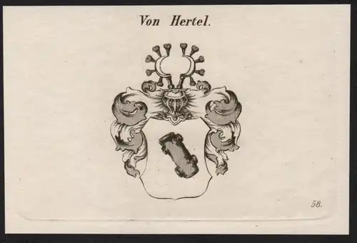 Von Hertel Wappen coat of arms Heraldik Kupferstich antique print