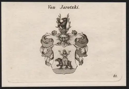 Von Jarotzki Wappen coat of arms Heraldik Kupferstich antique print