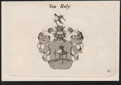 Von Holy Wappen coat of arms Heraldik Kupferstich antique print