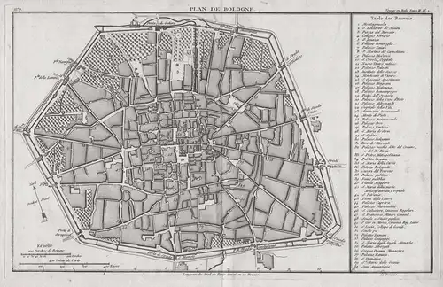 Plan de Bologne - Bologna Emilia-Romagna Italia Kupferstich Lalande acquaforte incisione engraving