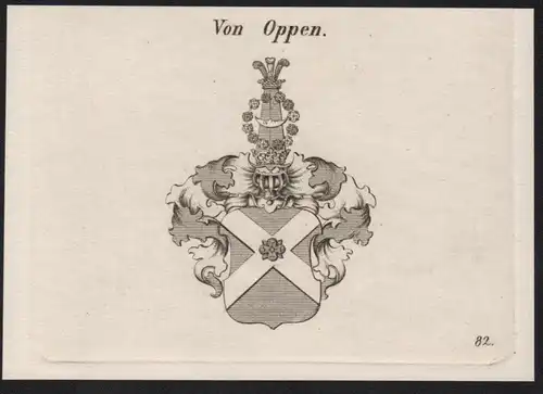 Von Oppen Wappen coat of arms Heraldik Kupferstich antique print