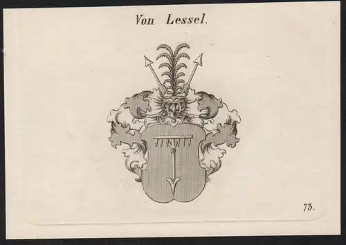 Von Lessel Wappen coat of arms Heraldik Kupferstich antique print