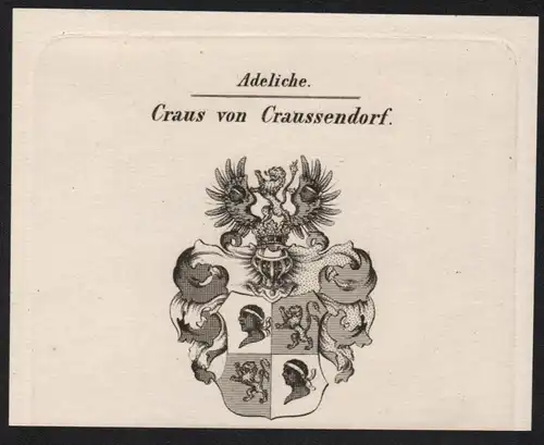 Adeliche Craus von Craussendorf Wappen coat of arms Heraldik Kupferstich antique print